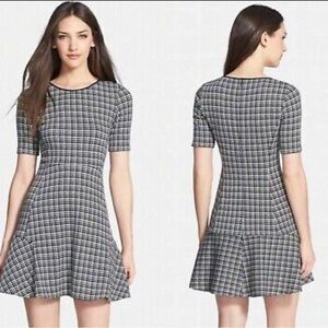 THEORY Nikay Plaid Houndstooth Knit Work Dress Office Flounce Hem 10 $325